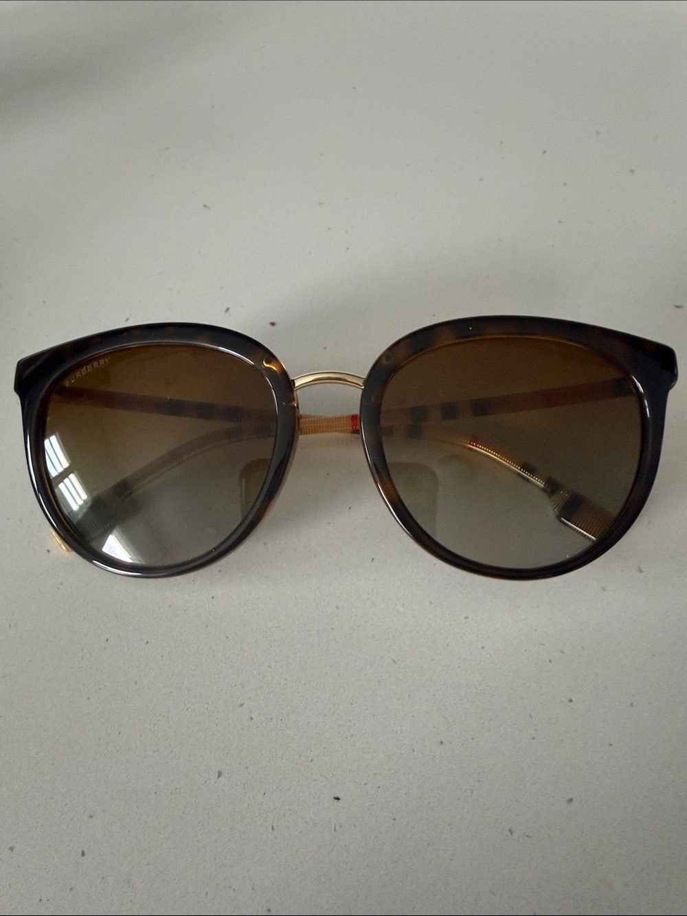 Burberry Women's Brown Tortoiseshell Sunglasses - Classic Round Frame